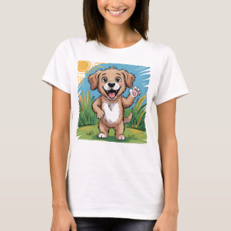 Happy おもしろい Dog Kids T-Shirt – かわいいマンガの子犬 Tシャツ