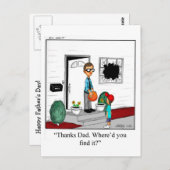 Happy おもしろい Father's Dayはがき ポストカード (正面/裏面)