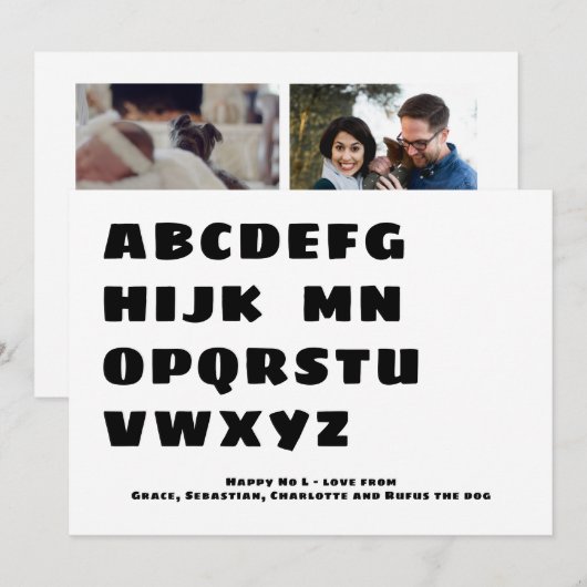 Happy おもしろい No L (Noel)フォトカーパーソナライズされたド 招待状 (正面/裏面)