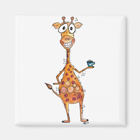 Happy お洒落 Giraffeコーヒー マグネット (正面)