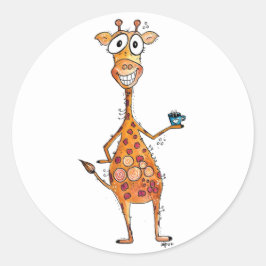 Happy お洒落 Giraffeコーヒー ラウンドシール