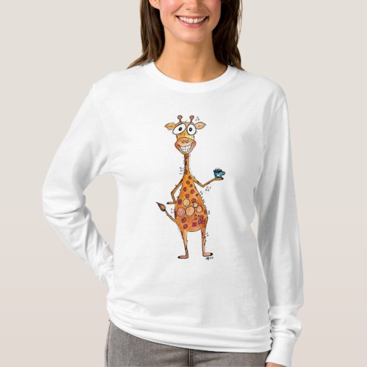 Happy お洒落 Giraffeコーヒー Tシャツ (正面)