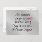 Happy やる気を起こさせる Life Rules引用文 ポストカード (正面/裏面)