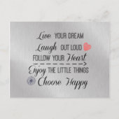 Happy やる気を起こさせる Life Rules引用文 ポストカード (正面)