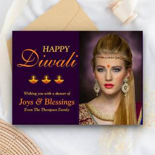 Happy エレガント Diwaliパーソナライズされたフォトカード