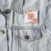 Happy エレガント Mother's Dayフローラフレームボタン 缶バッジ (インサイチュ)