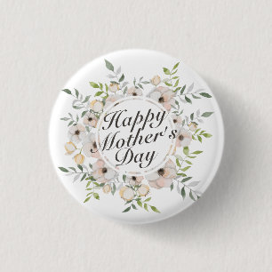 Happy エレガント Mother's Dayフローラフレームボタン 缶バッジ