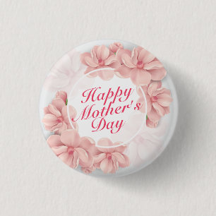 Happy エレガント Mother's Dayフローラフレームボタン 缶バッジ