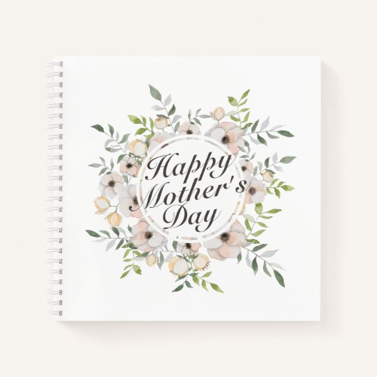 Happy エレガント Mother's Dayフローラ枠ノート ノートブック (正面)