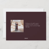 Happy エレガント New Year Script 3フォトコラージュ赤 シーズンカード (裏面)