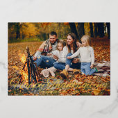 Happy エレガント Thanksgivingスクリプトタイポグラフィ写真 箔シーズンカード (正面)