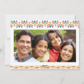 Happy カラフル Diwali Elephantと家族の写真 シーズンカード (裏面)