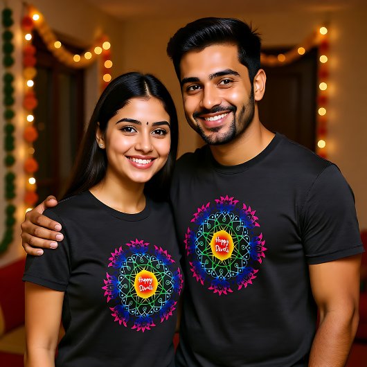 Happy カラフル Diwali T-Shirtとランゴリ Tシャツ