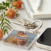 Happy カラフル Father's Dayの写パーソナライズされた真 キーホルダー (正面右)