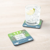 Happy カラフル Noroozモダン Letters魚の花 コースター (右側)