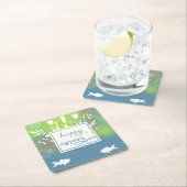 Happy カラフル Noroozモダン Letters魚の花 スクエアペーパーコースター (インサイチュ)