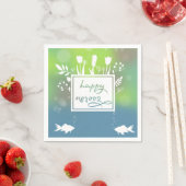 Happy カラフル Noroozモダン Letters魚の花 スタンダードカクテルナプキン (インサイチュ)