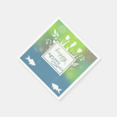 Happy カラフル Noroozモダン Letters魚の花 スタンダードカクテルナプキン (角)