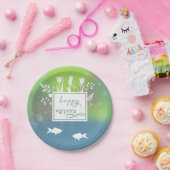 Happy カラフル Noroozモダン Letters魚の花 ペーパープレート (パーティー)