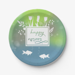 Happy カラフル Noroozモダン Letters魚の花 ペーパープレート