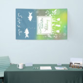 Happy カラフル Noroozモダン Letters魚の花 横断幕 (トレードショー)