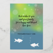 Happy カラフル Noroozモダン Letters魚の花 箔シーズンカード (裏面)