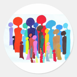 Happy カラフル Peopleのステッカー ラウンドシール