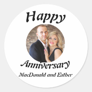 Happy パーソナライズされた Anniversaryモダン写真 ラウンドシール