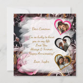 Happy パーソナライズされた Anniversary Steampunk写真 カード (裏面)