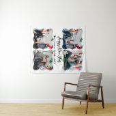 Happy パーソナライズされた New Year Script 4コラージュ写真 タペストリー (インサイチュ(横))