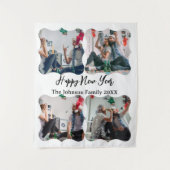 Happy パーソナライズされた New Year Script 4コラージュ写真 タペストリー (正面)