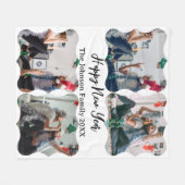 Happy パーソナライズされた New Year Script 4コラージュ写真 フリースブランケット (正面(横))