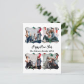Happy パーソナライズされた New Year Script 4コラージュ写真 ポストカード (スタンド正面)