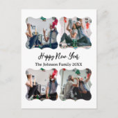 Happy パーソナライズされた New Year Script 4コラージュ写真 ポストカード (正面)