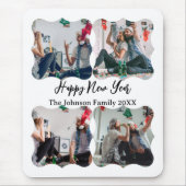 Happy パーソナライズされた New Year Script 4コラージュ写真 マウスパッド (正面)