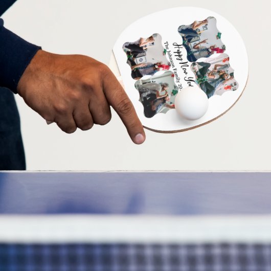 Happy パーソナライズされた New Year Script 4コラージュ写真 卓球ラケット (インサイチュ)