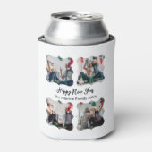 Happy パーソナライズされた New Year Script 4コラージュ写真 缶クーラー (缶正面)