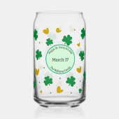 Happy パーソナライズされた St. Patrick's Day w/Clovers ガラス缶 (正面)