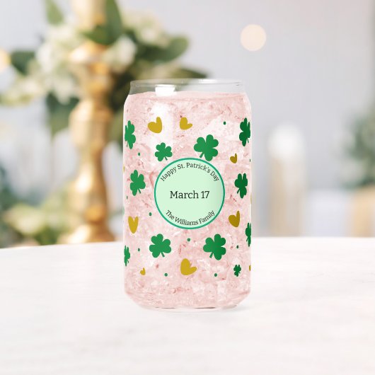 Happy パーソナライズされた St. Patrick's Day w/Clovers ガラス缶 (インサイチュ (ウェディング))