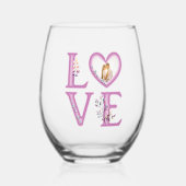 Happy パーソナライズされた Valentines's Dayの写真 ステムなしワイングラス (正面)