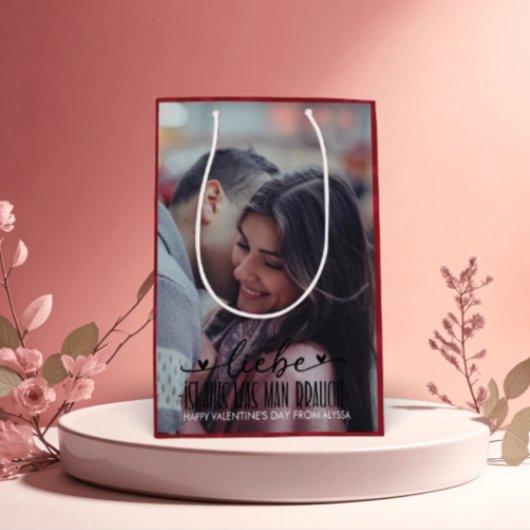 Happy パーソナライズされた Valentines's Dayの写真 ミディアムペーパーバッグ