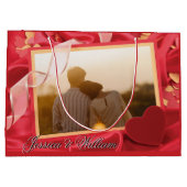 Happy パーソナライズされた Valentines's Dayの写真 ラージペーパーバッグ (裏面)