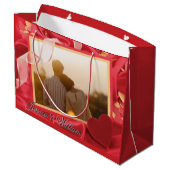 Happy パーソナライズされた Valentines's Dayの写真 ラージペーパーバッグ (裏面アングル)