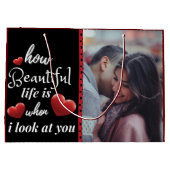 Happy パーソナライズされた Valentines's Dayの写真 ラージペーパーバッグ (裏面)