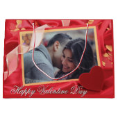 Happy パーソナライズされた Valentines's Dayの写真 ラージペーパーバッグ (正面)
