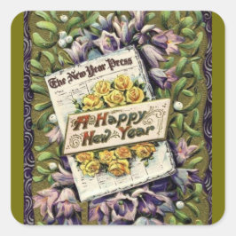 Happy ビクトリアン New Year Stickers スクエアシール
