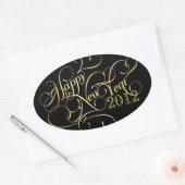 Happy ファンシー New Yearスタンプ – Oval 楕円形シール (封筒)