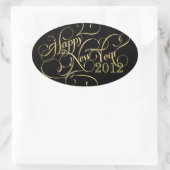 Happy ファンシー New Yearスタンプ – Oval 楕円形シール (バッグ)