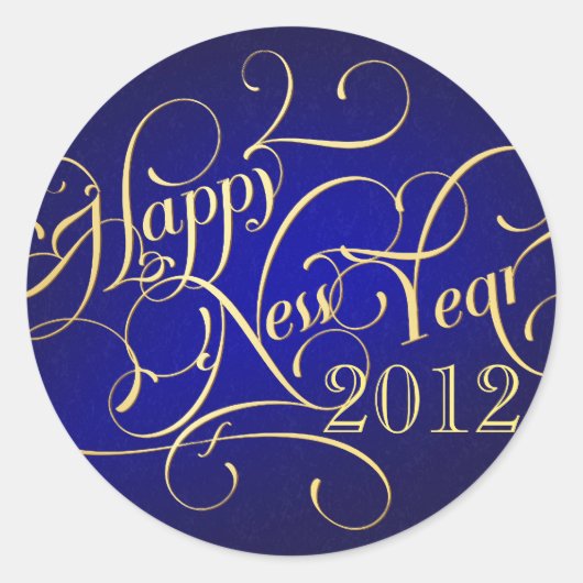 Happy ファンシー New Year Stickers - 2012 ラウンドシール (正面)