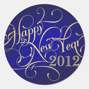 Happy ファンシー New Year Stickers - 2012 ラウンドシール